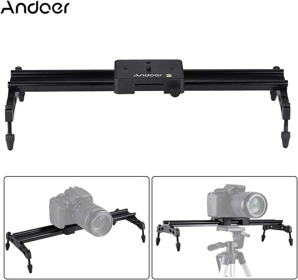Andoer Carril estabilizador de pista deslizante de cámara de 15.7 in compatible con Nikon Canon Sony, carga máxima 6kg1.3lb
