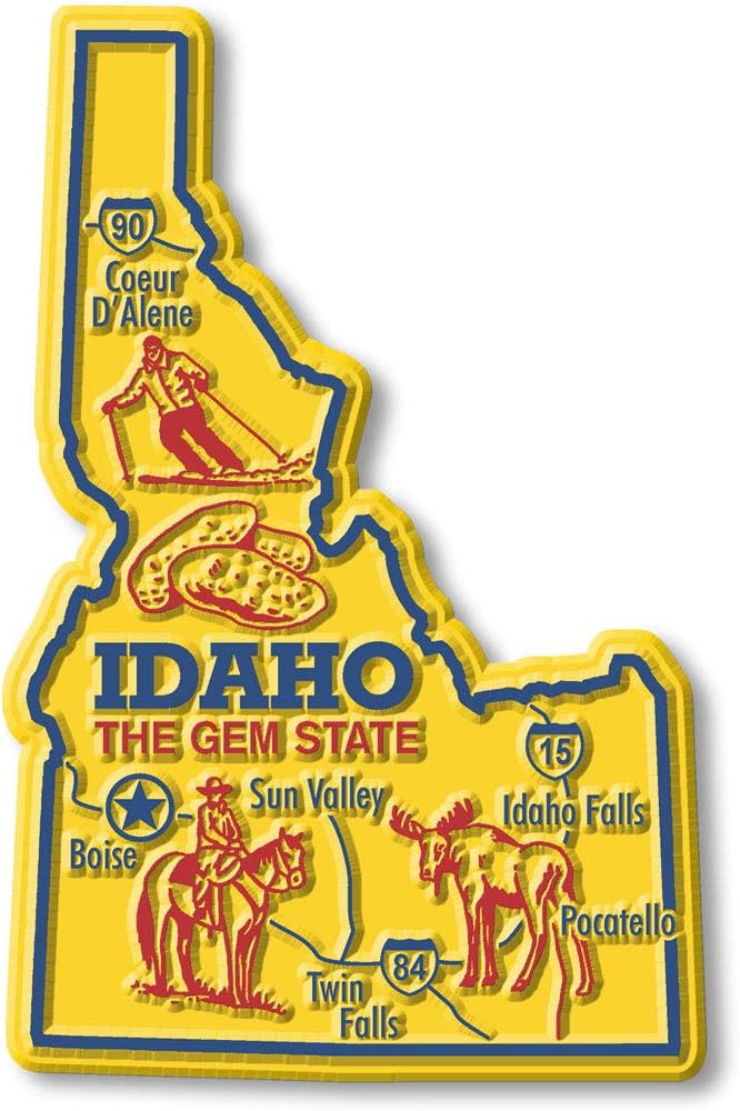 Idaho Giant State Magnet de Classic Magnets, 2.9 x 4.4 pulgadas, recuerdos coleccionables fabricados en los Estados Unidos