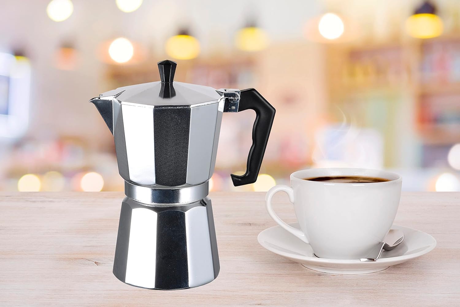 WOLEN Moka Pot – Cafetera y cafetera para estufa, cafetera italiana, cafetera Greca, cafeteras, color plateado (2 tazas)