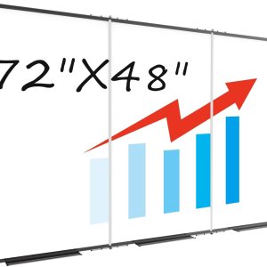 Pizarra blanca grande para pared, pizarra magnética de borrado en seco, plegable de 72 x 48 pulgadas, marco de aluminio negro, con 3 bandejas de Pizarra blanca grande para pared, pizarra magnética de borrado en seco, plegable de 72 x 48 pulgadas, marco de aluminio negro, con 3 bandejas de