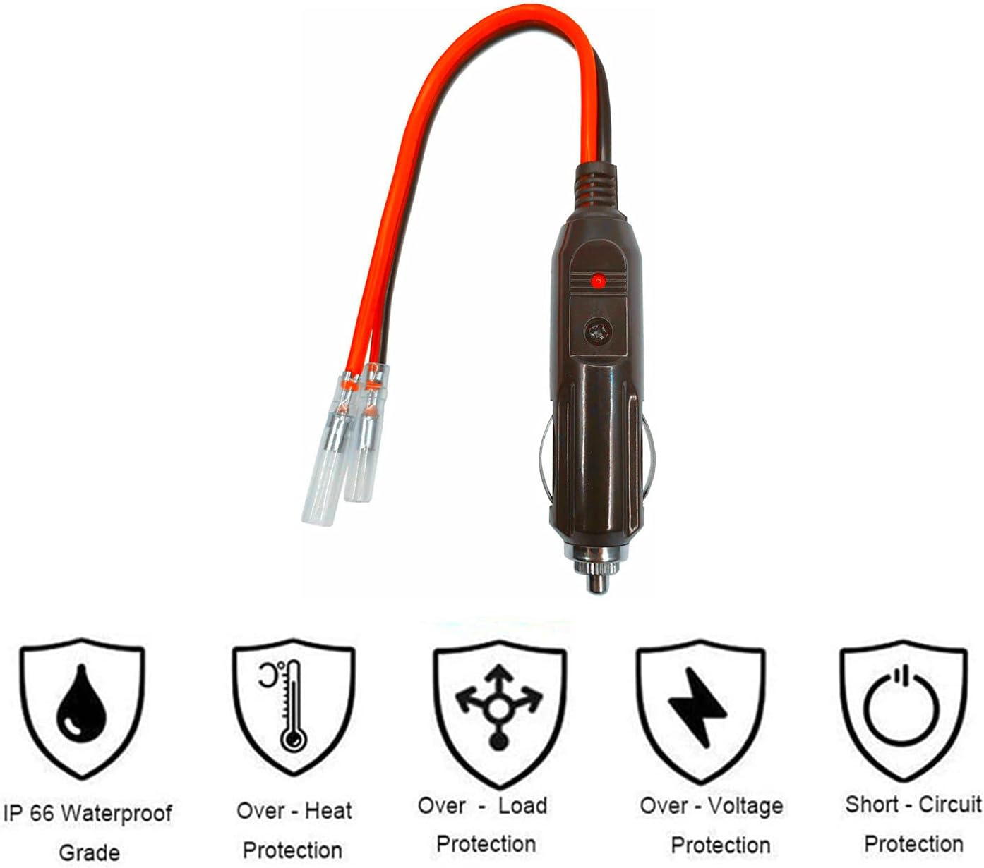 LECODO Enchufe macho de repuesto para encendedor de cigarrillos de 12 V y 24 V con cables, accesorios de fuente de alimentación, cable adaptador de