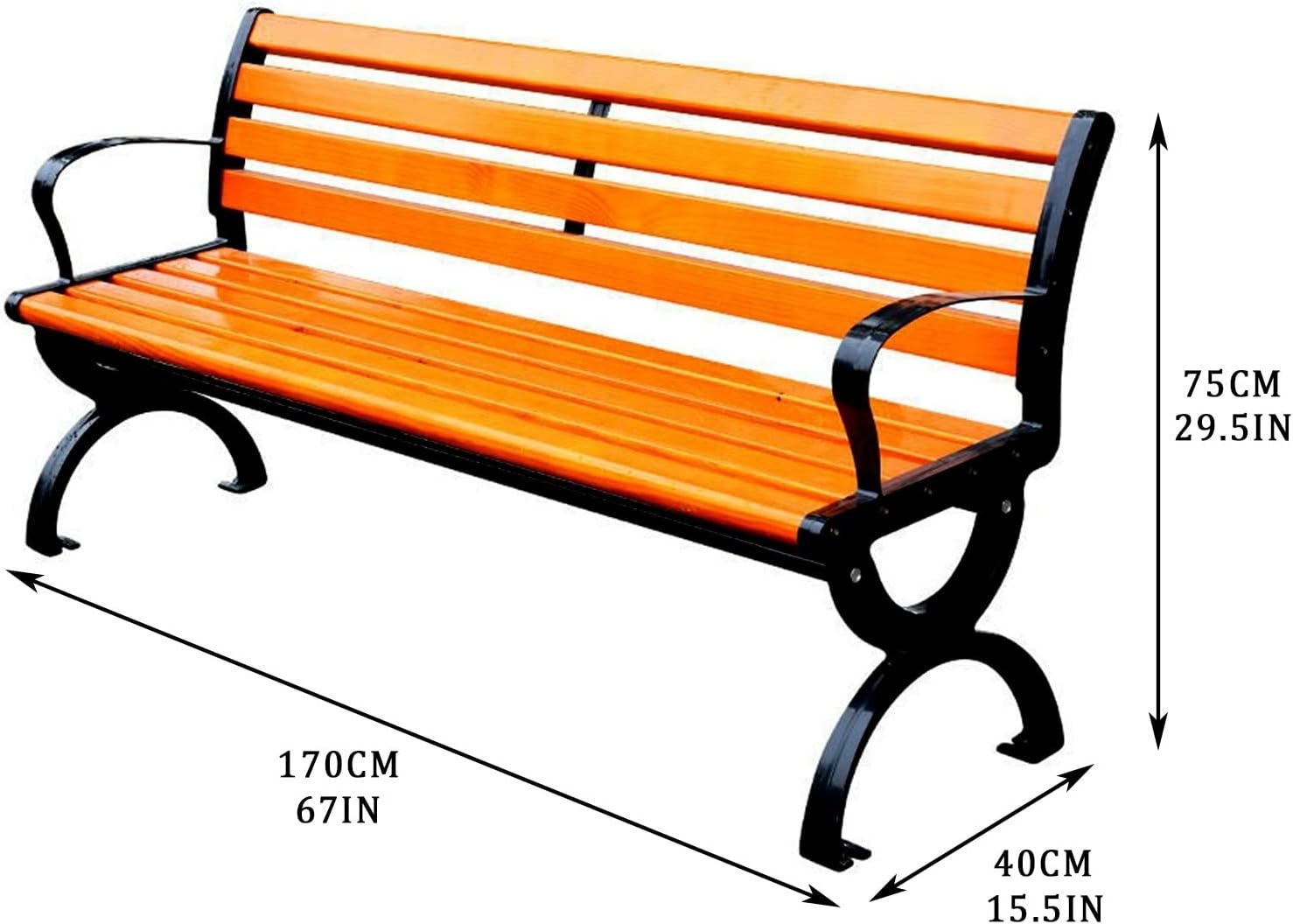 Bancos de aluminio fundido para exteriores, de madera preservativa de 67 pulgadas (66.9 in), perfecto para patio trasero, césped, porche, camino