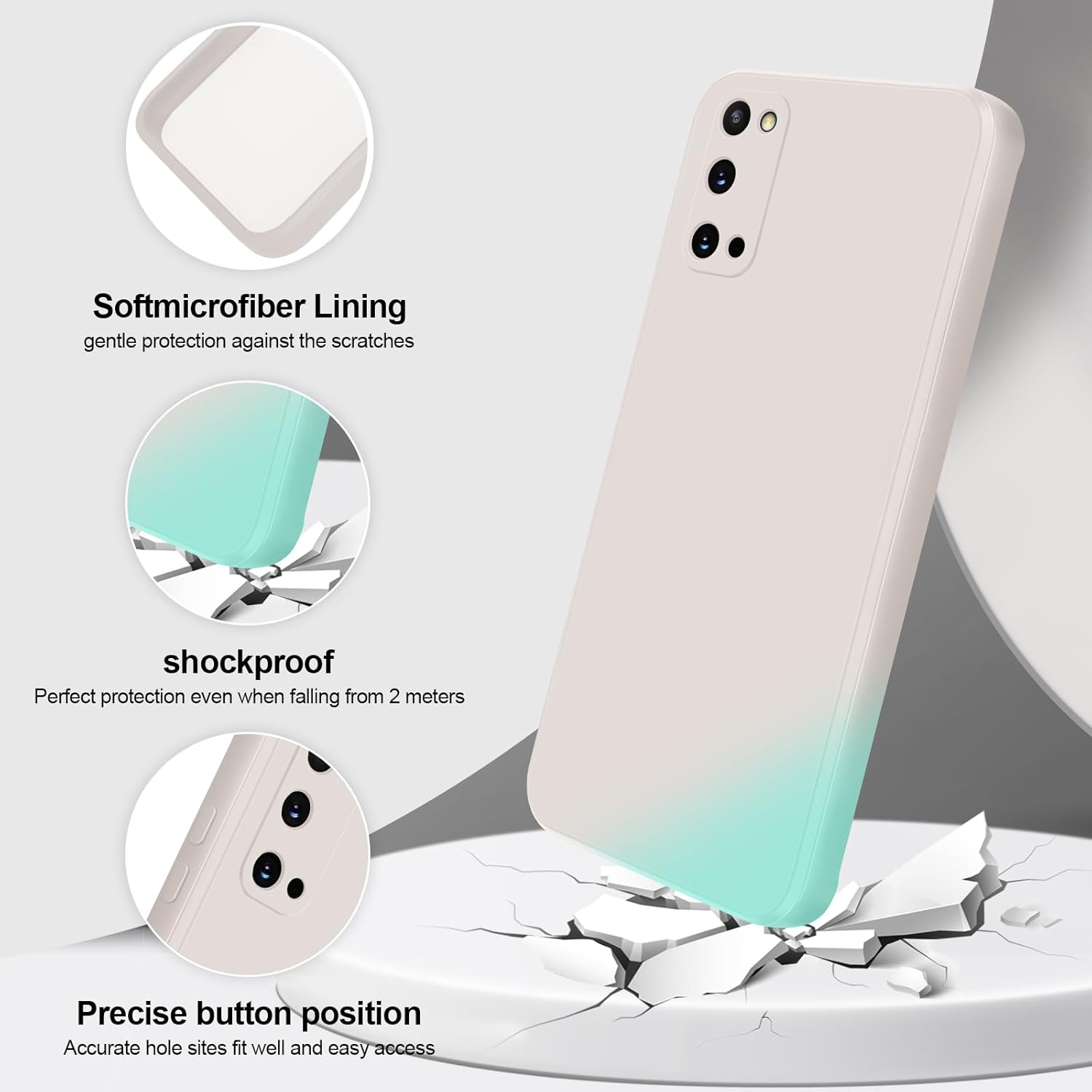 Funda de silicona compatible con Samsung Galaxy S20, funda de cuerpo completo sedoso suave al tacto con protección de cámara, funda a prueba de