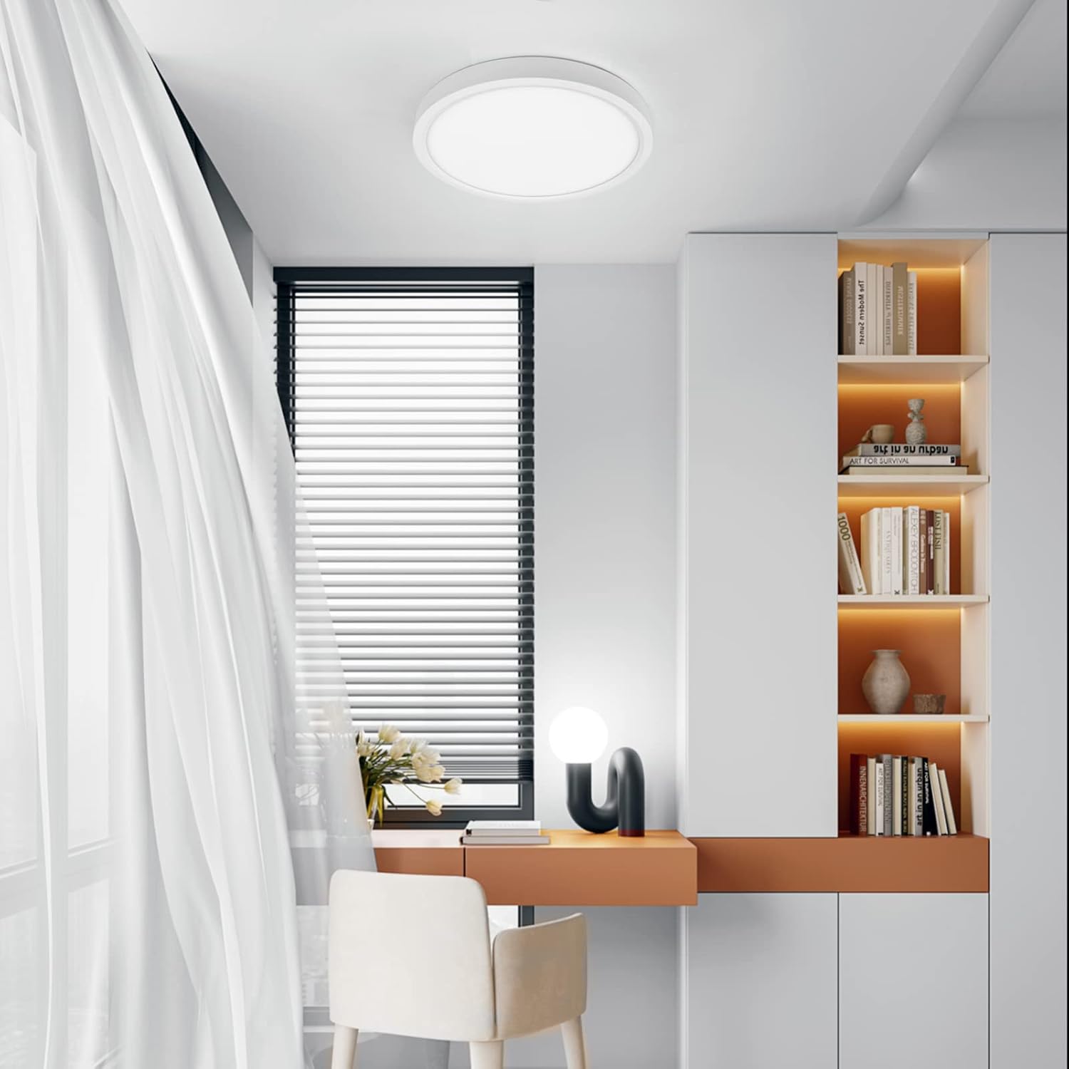 Lámpara de techo LED de montaje empotrado, súper delgada de 7 pulgadas, luz de techo LED de 6500 K para dormitorio, sala de estar, comedor