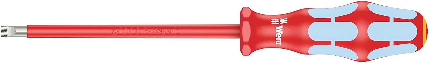 Wera 05022732001 Kraftform – Destornillador ranurado de acero inoxidable VDE 3160i, punta láser, cabeza de 732 pulgadas, longitud de hoja de 3.86