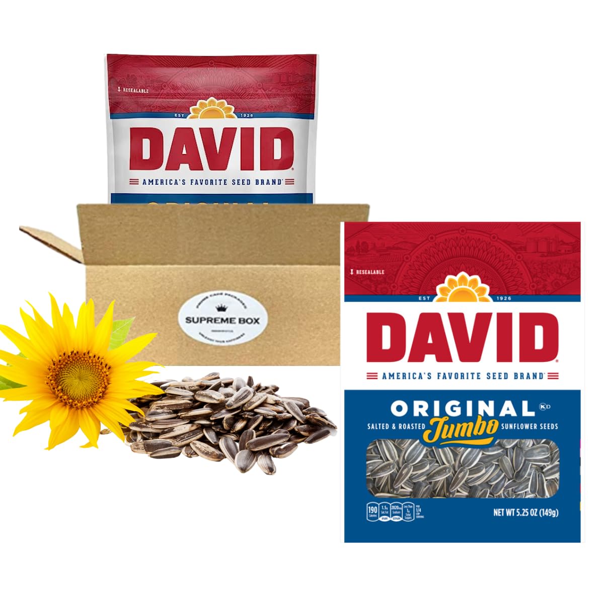 David’s – Semillas de girasol gigante, tostadas y saladas, 5.25 onzas (paquete de 2, 10.5 onzas en total)