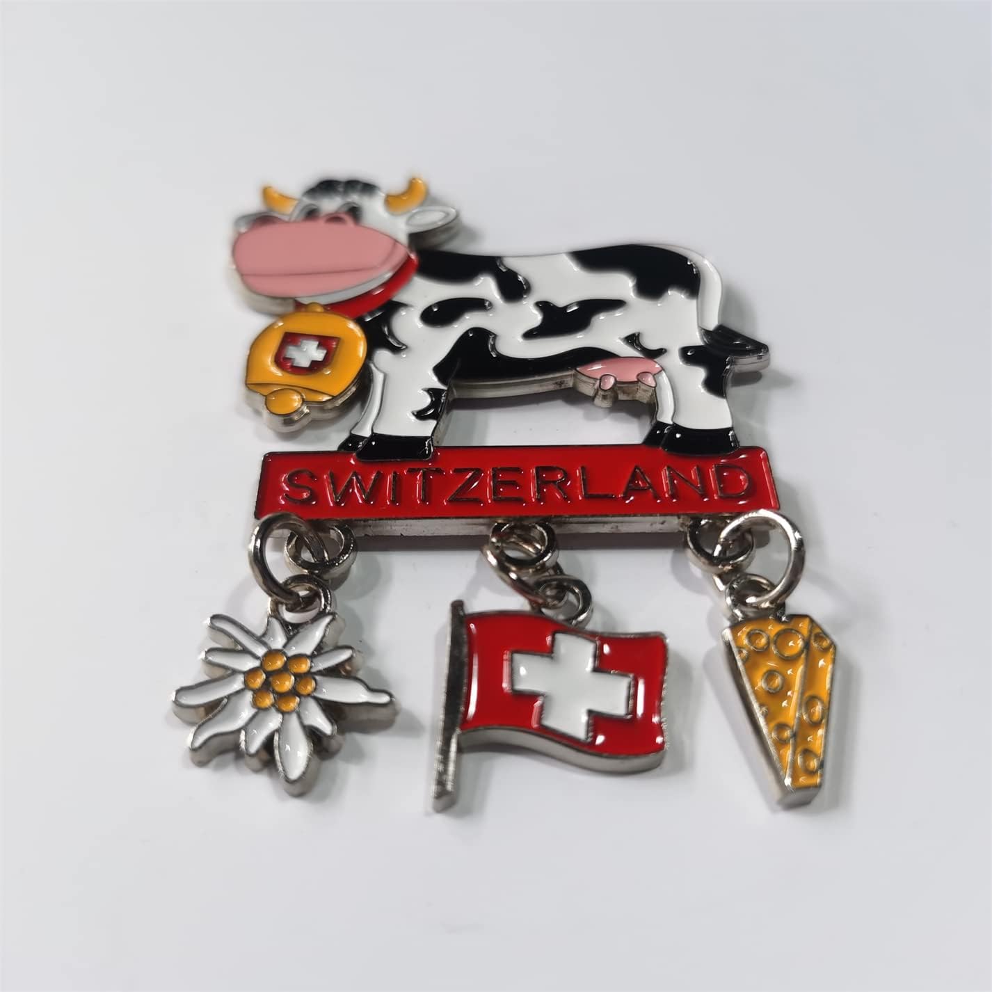 Imán de nevera de vaca 3D de Suiza, regalo de recuerdo, aleación de metal hecho a mano, imán para refrigerador de Suiza, colección de decoración
