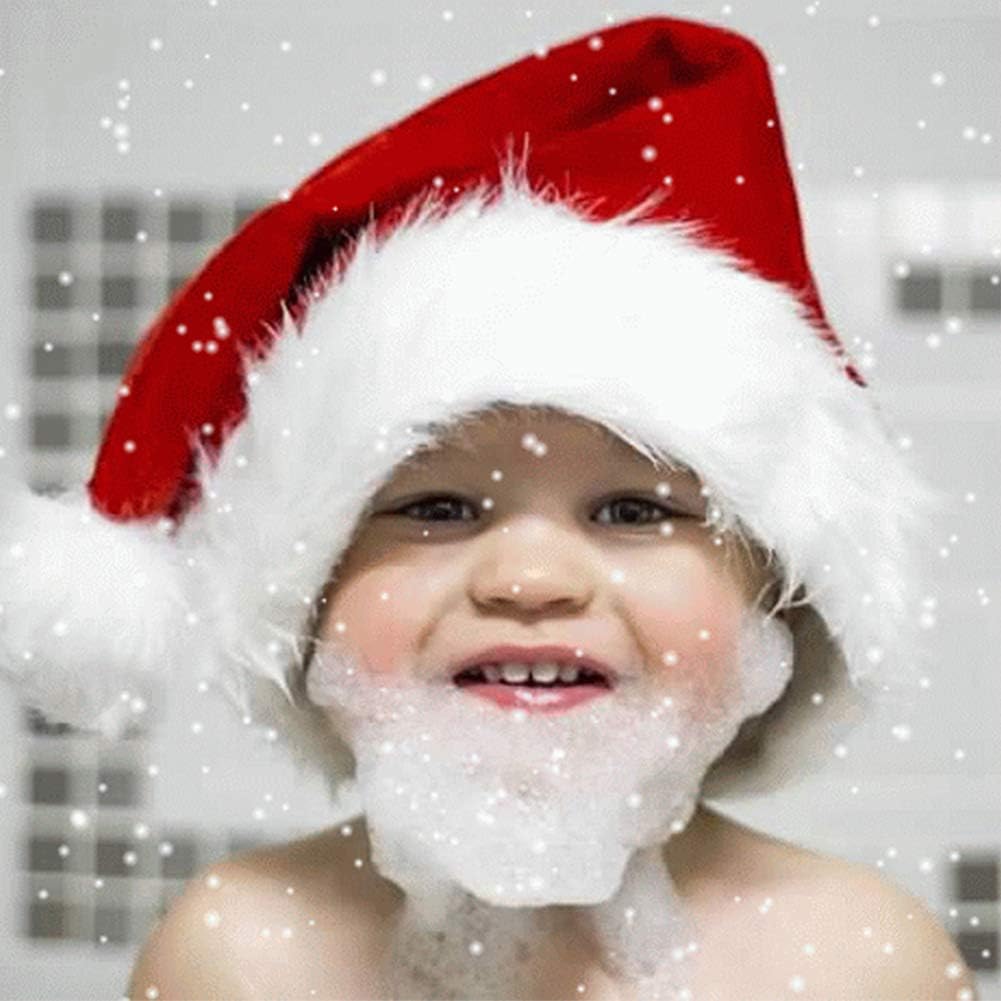 CCINEE Sombrero de Papá Noel para niños, sombreros de Papá Noel de Navidad, sombrero rojo de felpa para decoración del hogar, suministros de fiesta,