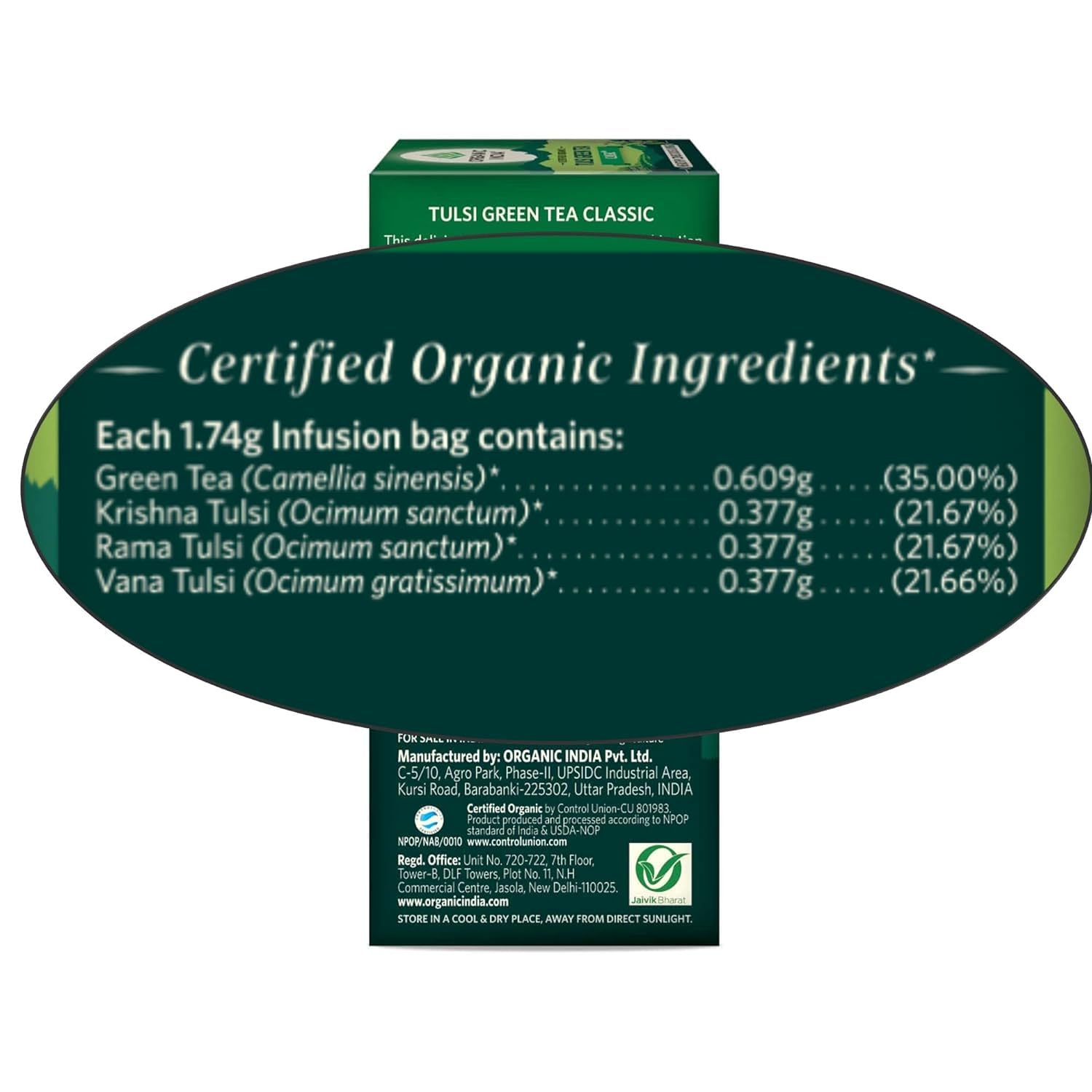 Organic India TULSI Green Tea Classic 25 bolsas de té
