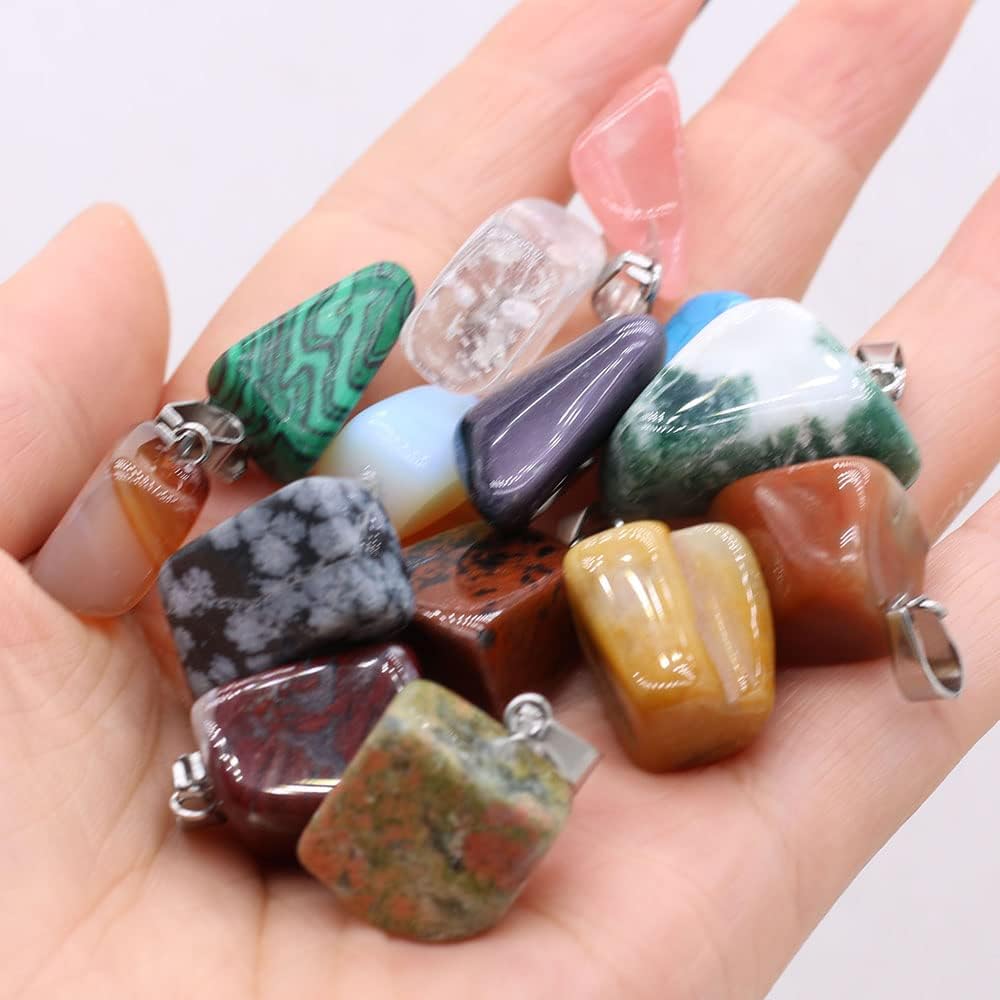 20 dijes de piedra natural irregulares al azar mezclados de ágata de cristal curativo para hacer joyas, collares, aretes, meditación, Piedra Ágata