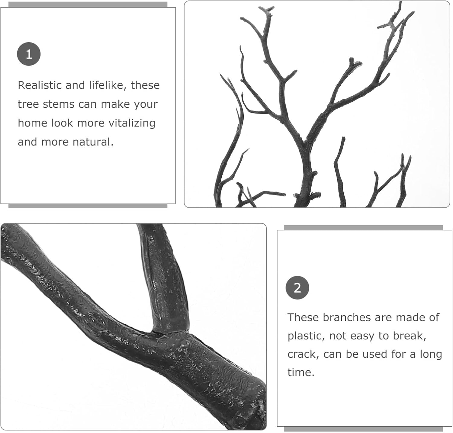 VICASKY 4 ramas de árbol secas de cuernos artificiales, ramas de asterna de bruja artística, ramas decorativas de plástico de simulación, ramas