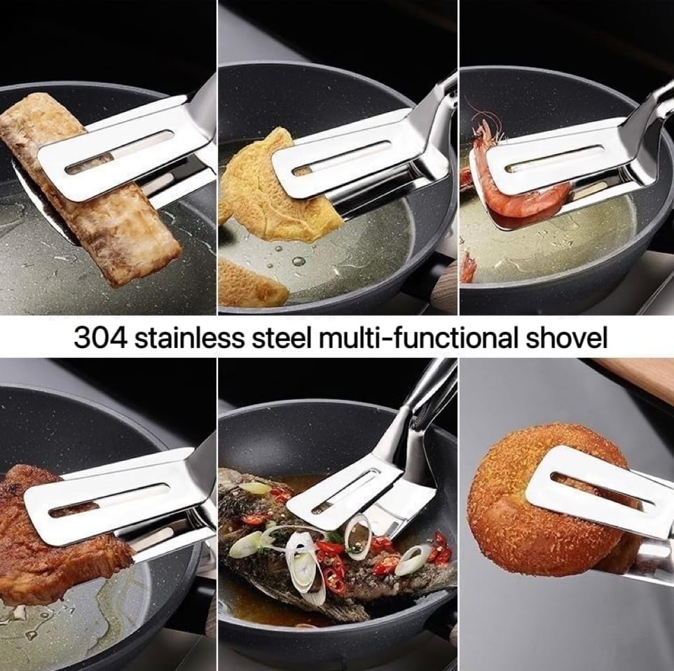 2 pinzas de acero inoxidable 304 para cocina, pinzas multiusos para barbacoa, pinza para pan, abrazadera para carne frita, pescado volteado, pinzas