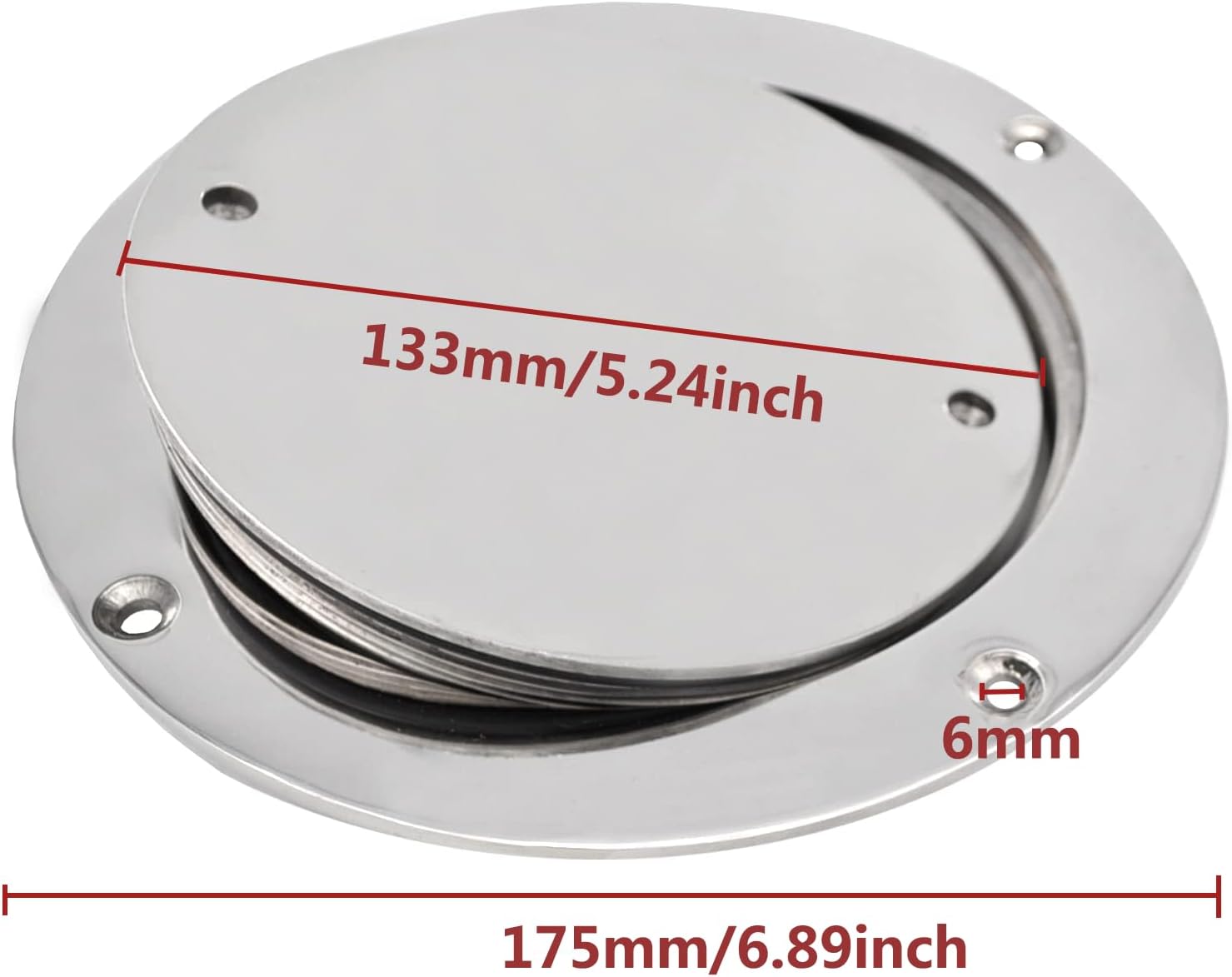 Escotilla de barco de 5 pulgadas 316 de acero inoxidable redonda antideslizante 2 ojos placa de cubierta de escotilla de inspección con cubierta