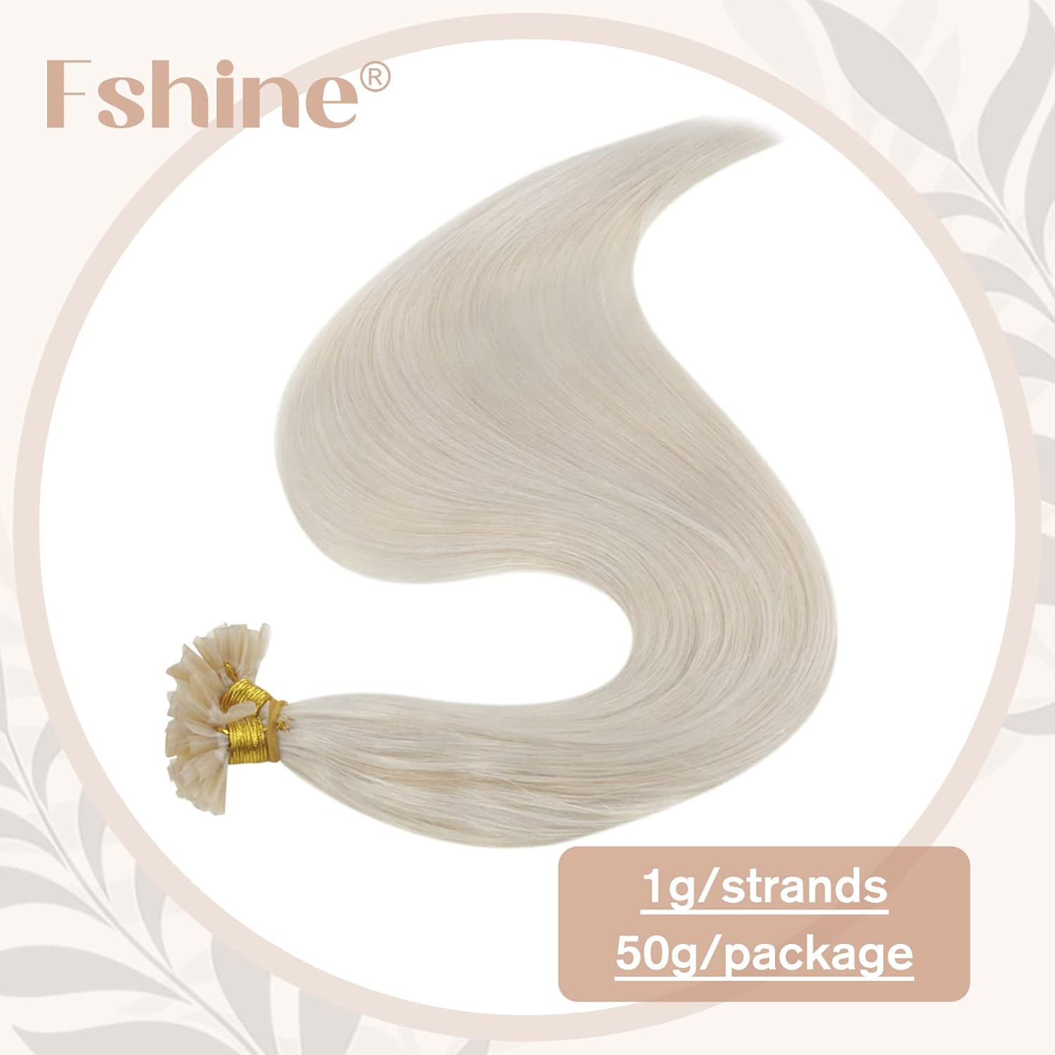 Fshine U Tip – Extensiones de cabello humano rubio blanco con punta K rubia, 1.41 oz50s, 14 pulgadas, extensiones de cabello preunido, extensiones