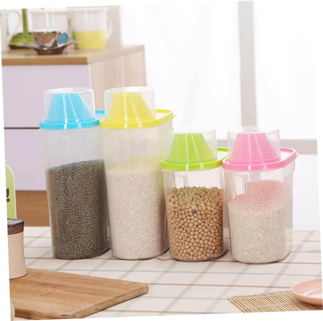 NOLITOY 3 unids contenedores transparentes para granos de cereales contenedores de almacenamiento de café despensa tarro de almacenamiento de nueces
