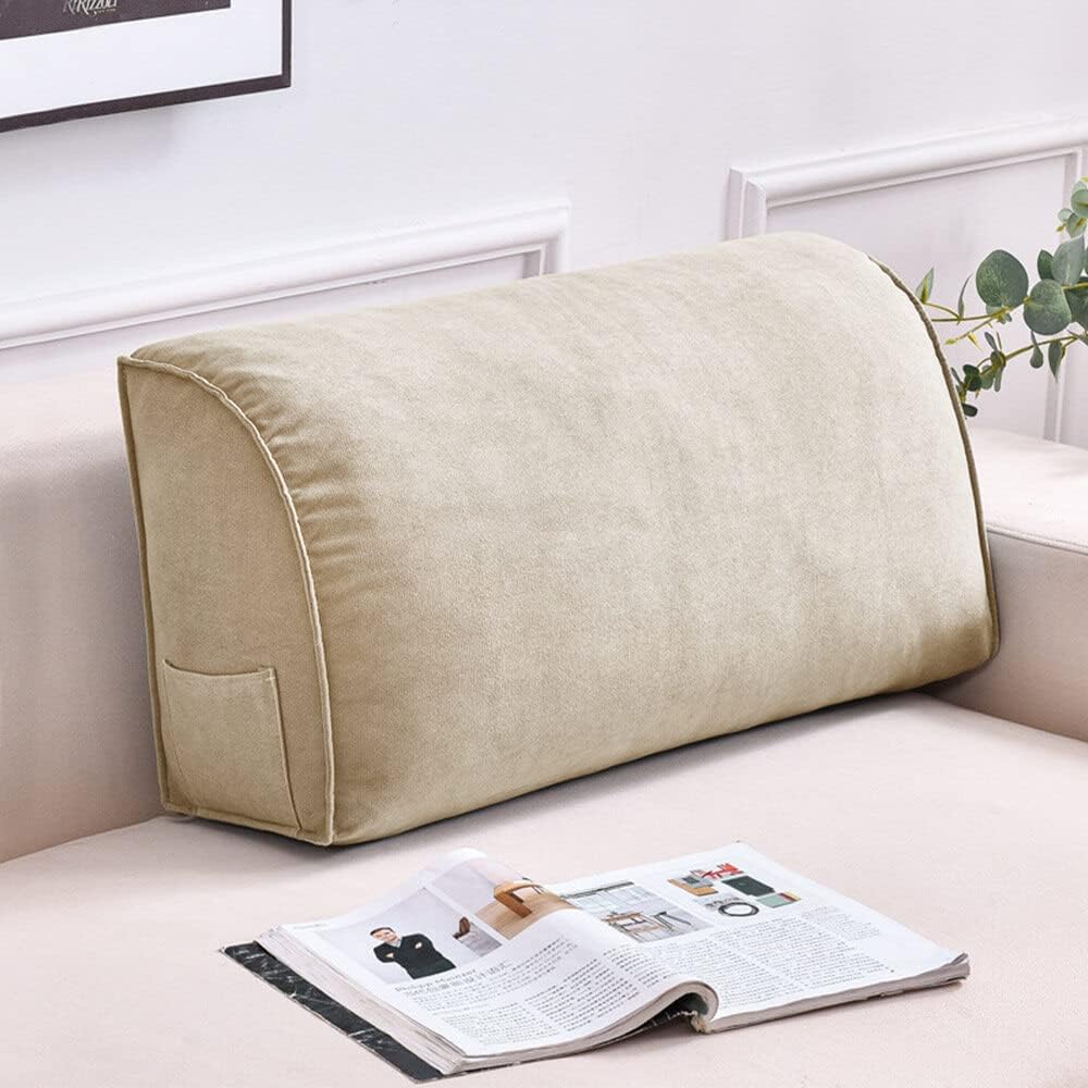 Almohadas de cuña para cabecero, almohada de lectura, almohada de respaldo para sofá, cojín de cintura para uso diario (lino, 23.62 x 13.78 x 7.87