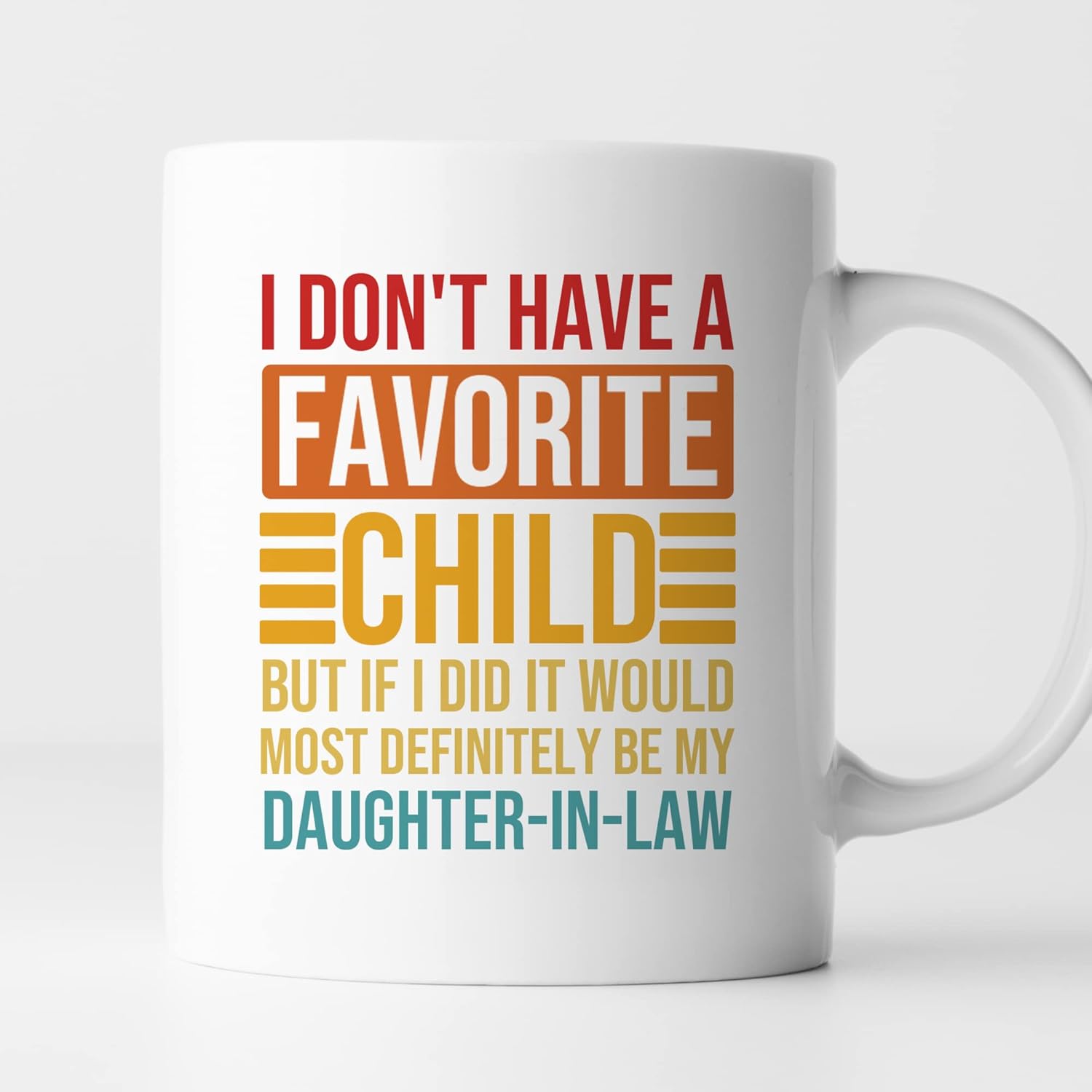 -11 oz – Taza de café con texto en inglés “My Daughter-In-Law Is My Favorite Child”, divertida taza para suegra, regalo de cerámica brillante para