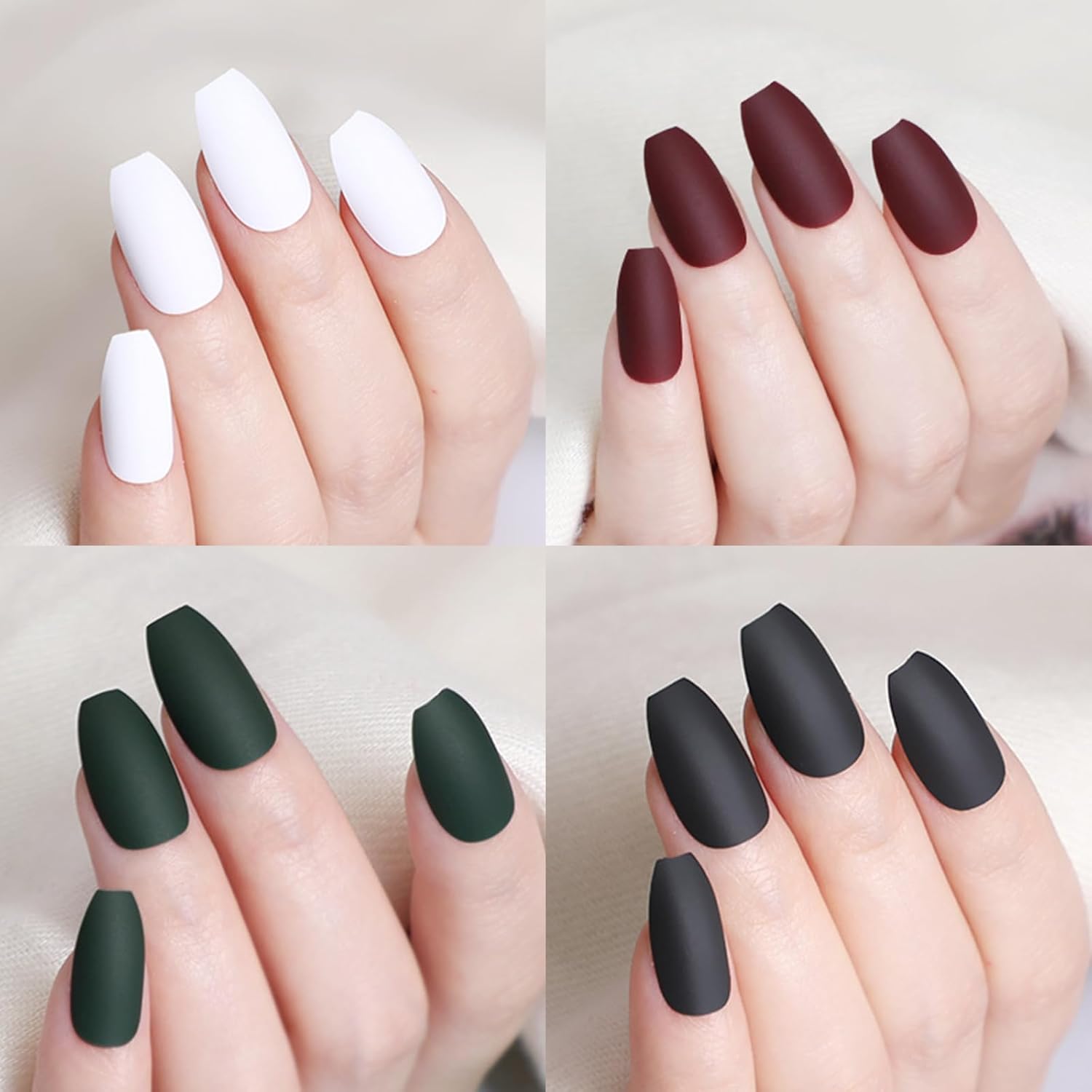 LoveOurHome 576 uñas postizas cortas a presión de ataúd, uñas postizas de color acrílico a presión, puntas de uñas postizas de cobertura completa,
