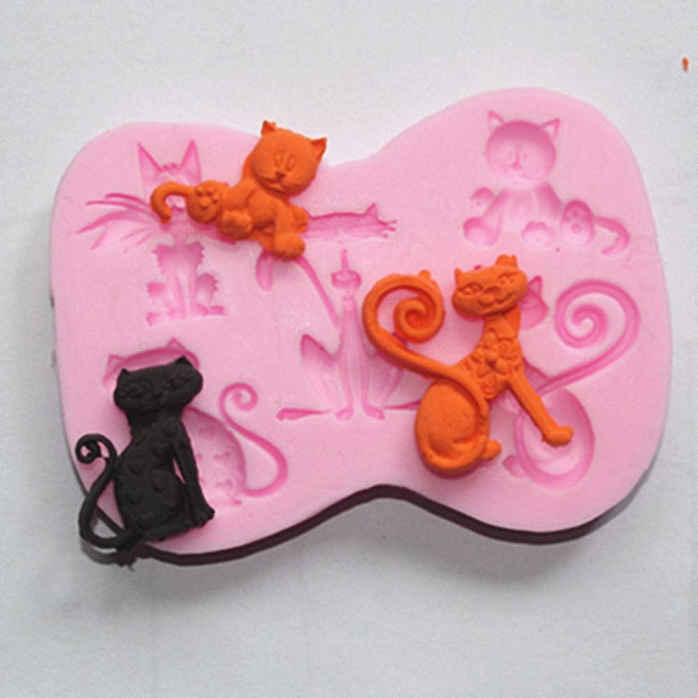 Molde de silicona con forma de gato pequeño, molde de pasta de goma para gatito, chocolate, caramelo, magdalena, herramientas de decoración de