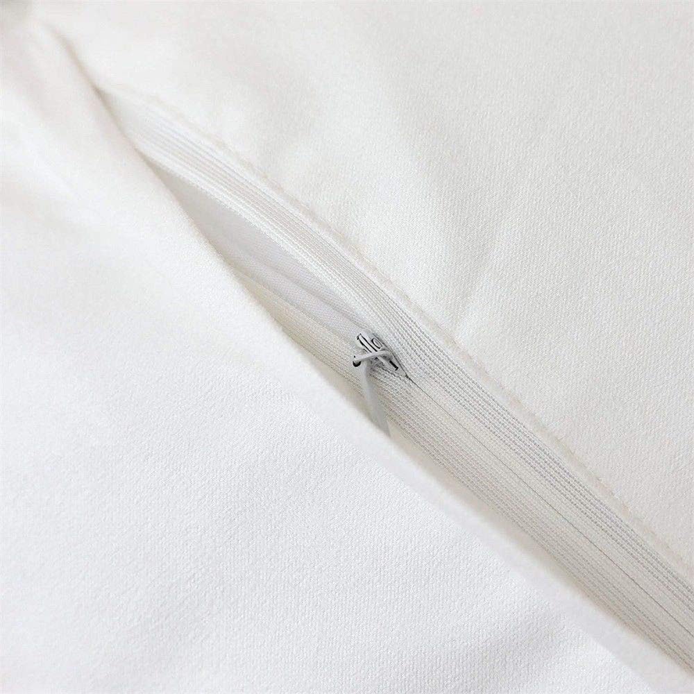 Seek4comfortable Funda de almohada de piel de cordero mongol 100% real (18 x 18 pulgadas, blanco)  Funda de almohada decorativa de piel para sala de