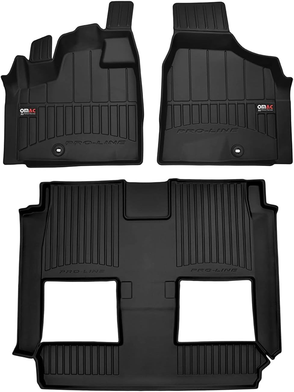 OMAC Alfombrillas prémium para Dodge Grand Caravan 2008 a 2020, juego de revestimientos moldeados 3D delanteros y traseros, protector para todo tipo