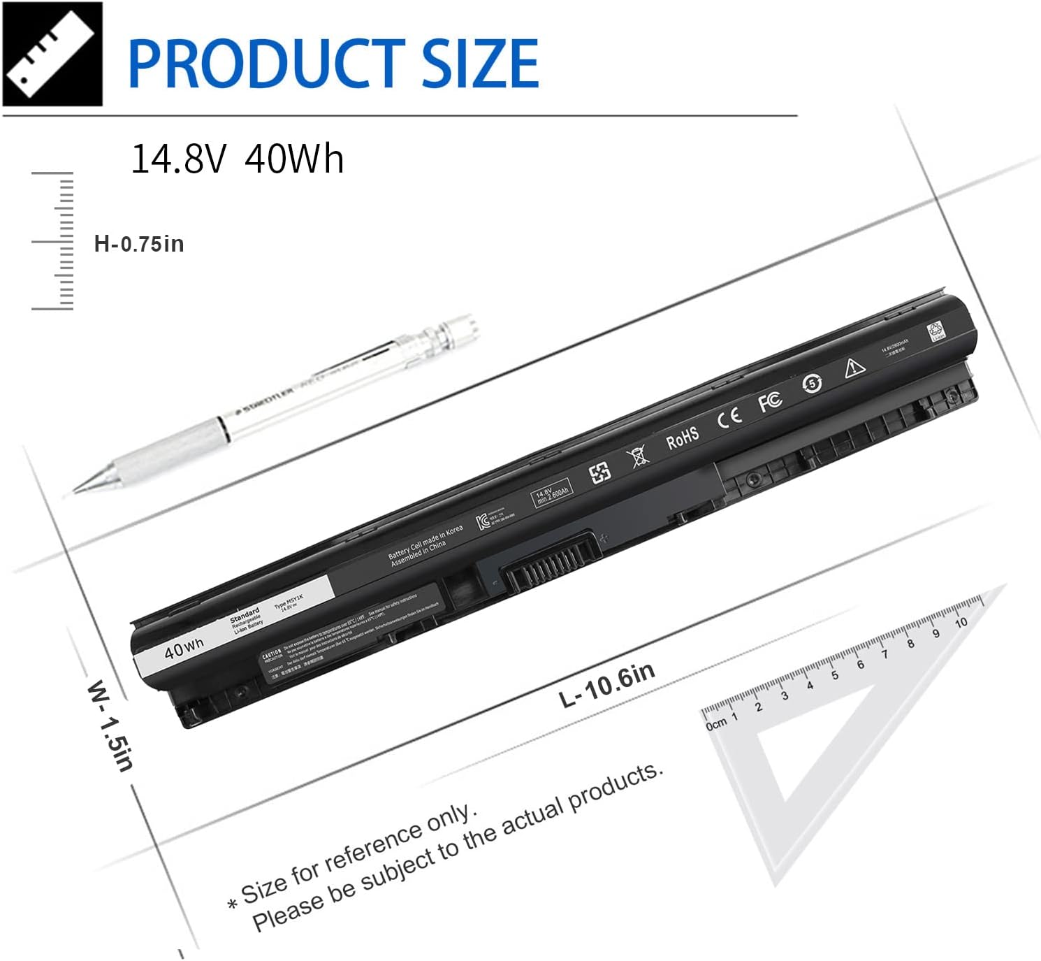 M5Y1K Laptop Battery,14.8v 40wh Battery Compatible with Dell Inpiron 5559 5558 5755 3558 3552 5759 5555 5758 3458 3567 5458 3451 3467 3452 3460 3459