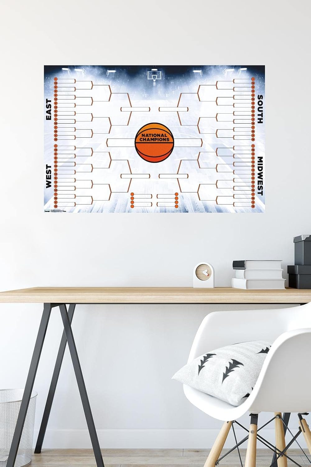 Trends International Collegiate – Póster de pared con soporte para 64 equipos, 22.375 x 34 pulgadas, versión premium sin marco