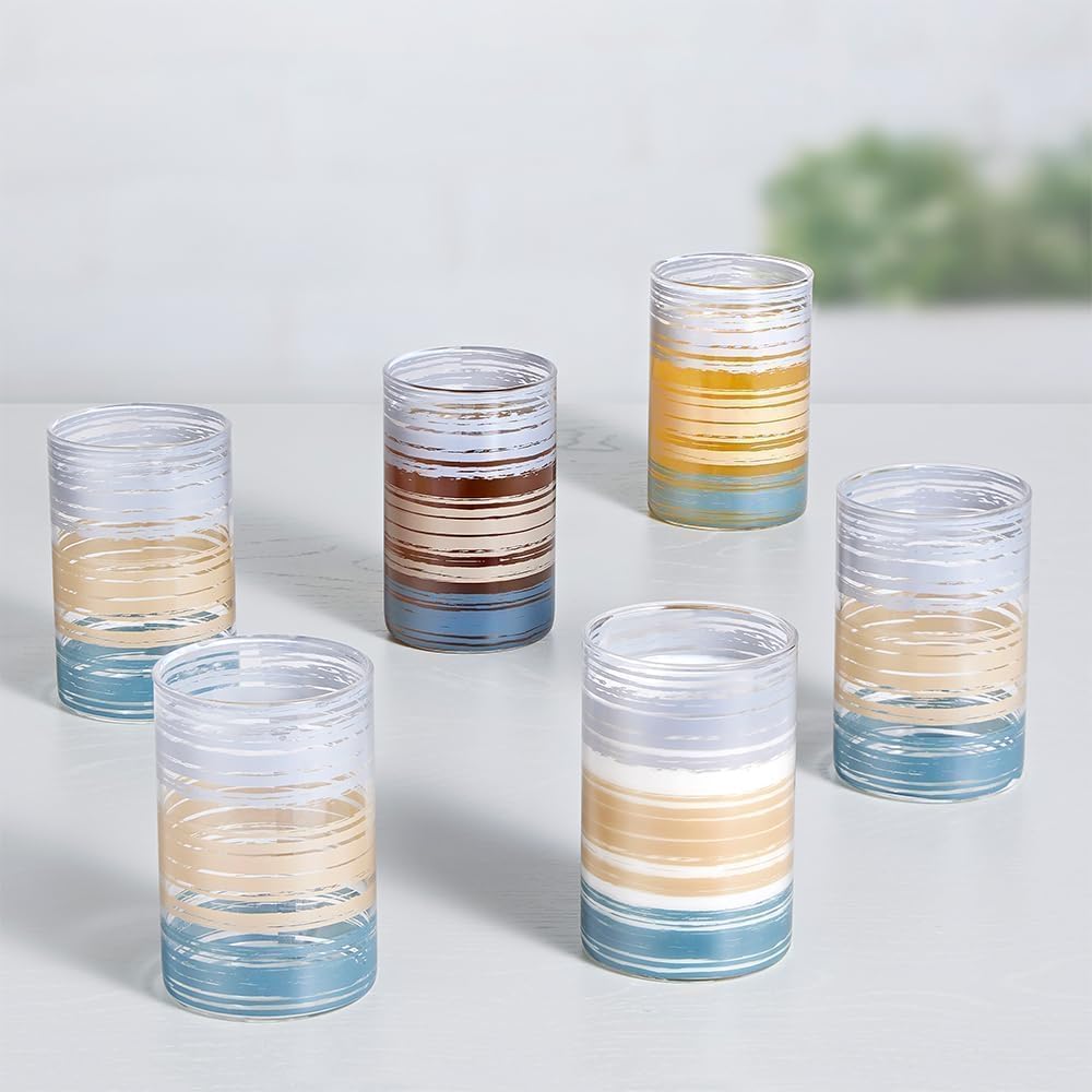 Borosil Vasos para beber, 10 onzas, juego de 6, sin BPA, vasos de agua para 6, vidrio de borosilicato transparente, ligero y duradero, resistente al