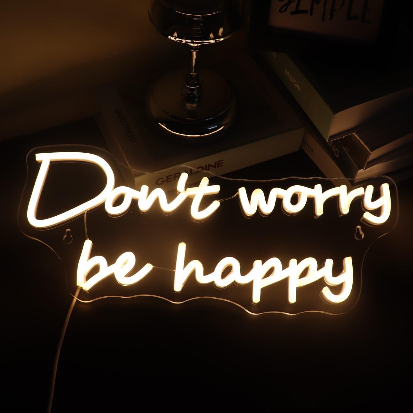 Letrero LED de neón con texto en inglés “Don’t Worry Be Happy”, luces de neón alimentadas por USB, para habitación, hogar, decoración de pared,