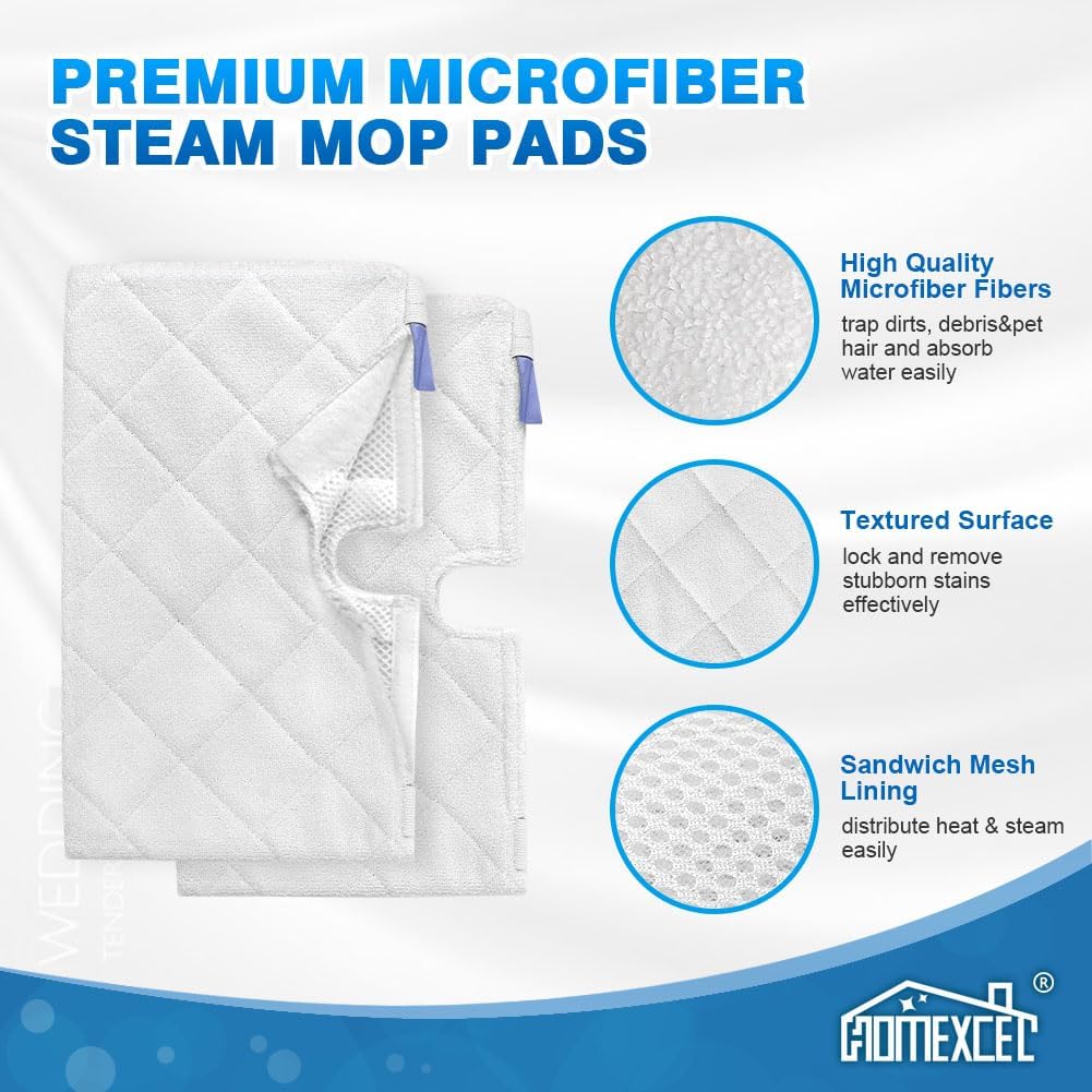 HOMEXCEL Almohadillas de repuesto reutilizables para trapeador de vapor Shark S3500 Series S3501 S3550 S3901 SE450 S3801CO S3601D S2901 S2902 para