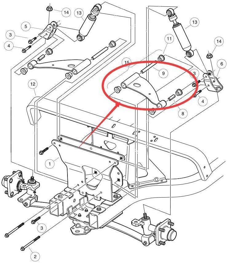 Huskey Parts Company Brazo de control de carro de golf resistente Delta A-Arm para Club Car Precedent 2004+