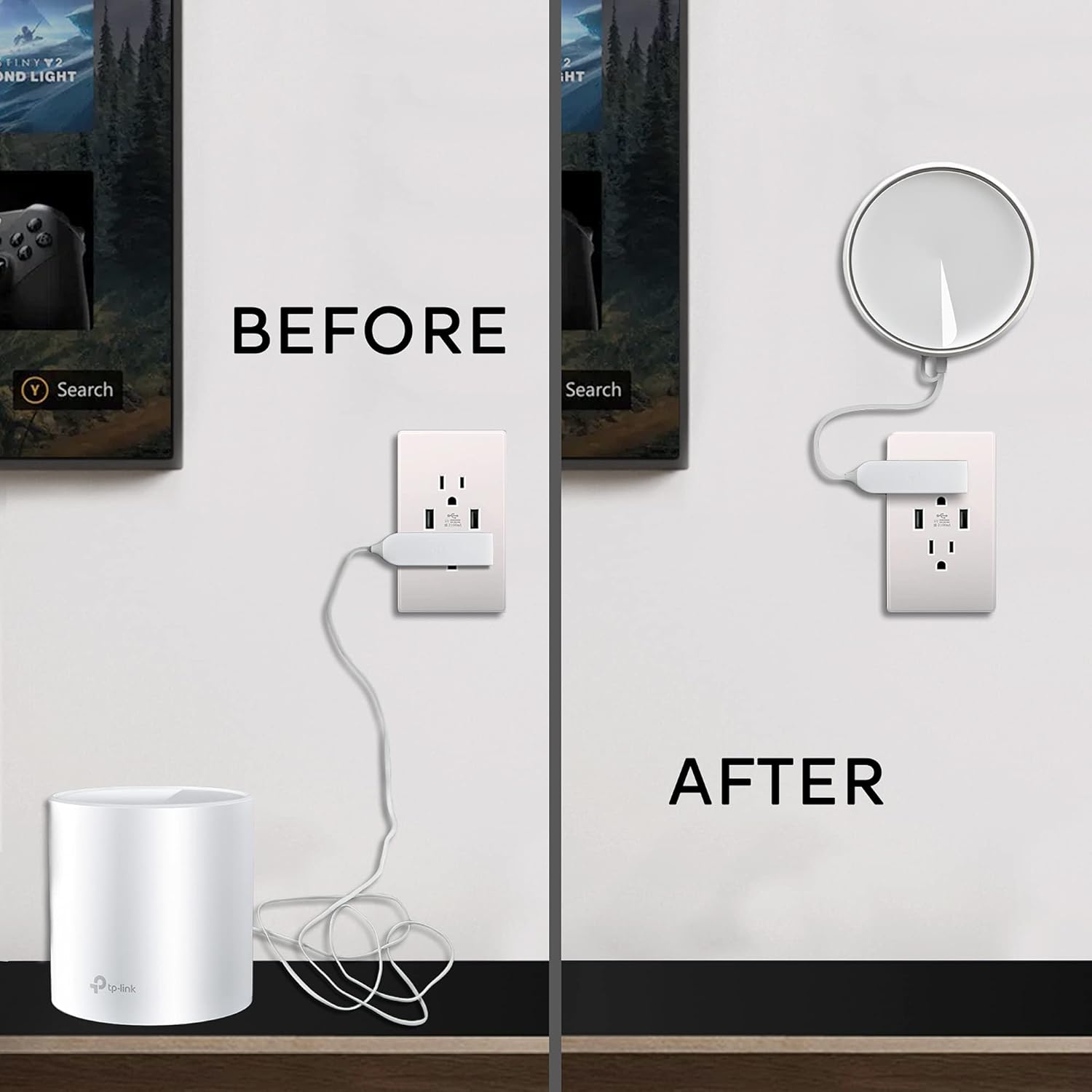 Organizador de cables para amplificador WiFi completo, sistema de malla WiFi para el hogar para Tp Link Deco X20 y X60, soporte montado en la pared
