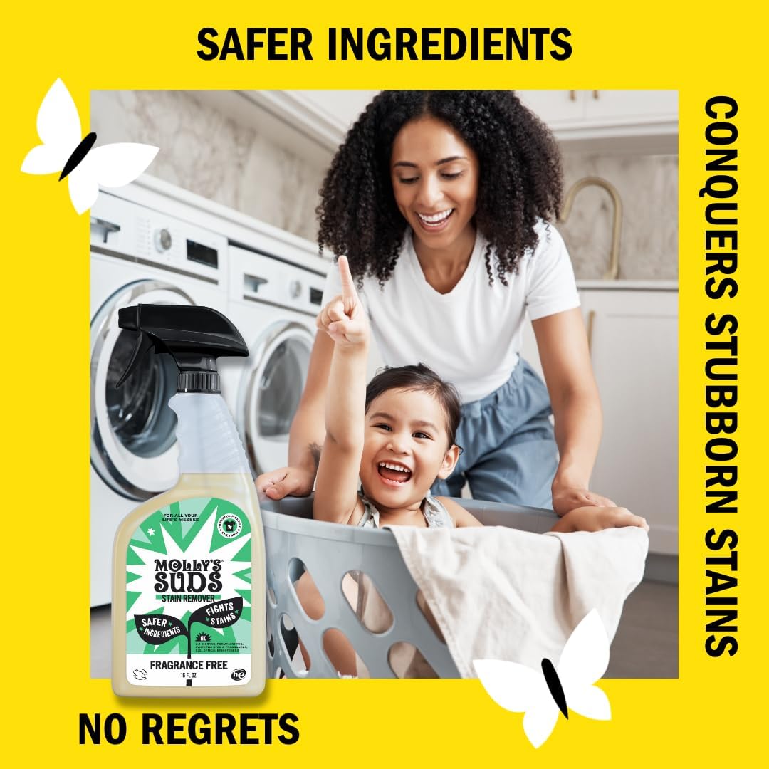 Molly’s Suds Spray quitamanchas natural para ropa  Suave pero potente, ideal para manchas de bebés y mascotas  Ingredientes derivados de la tierra