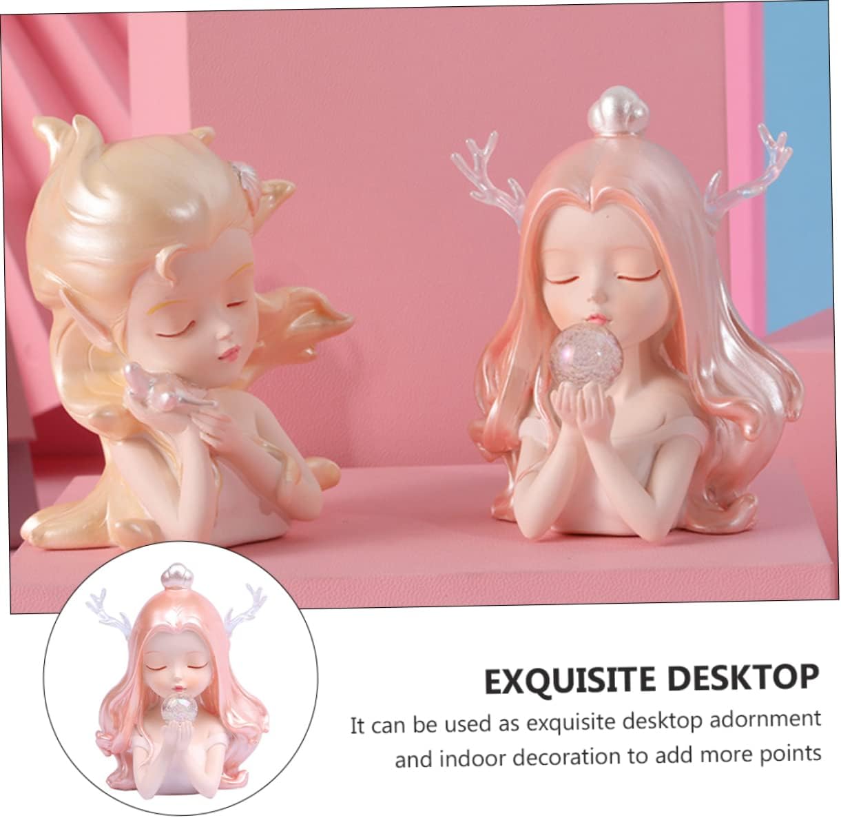 Toddmomy Adorno de niña del océano, decoración de princesa, decoración de sirena, modelo, estatua, niña, escultura, sirena, retrato, estatuilla,