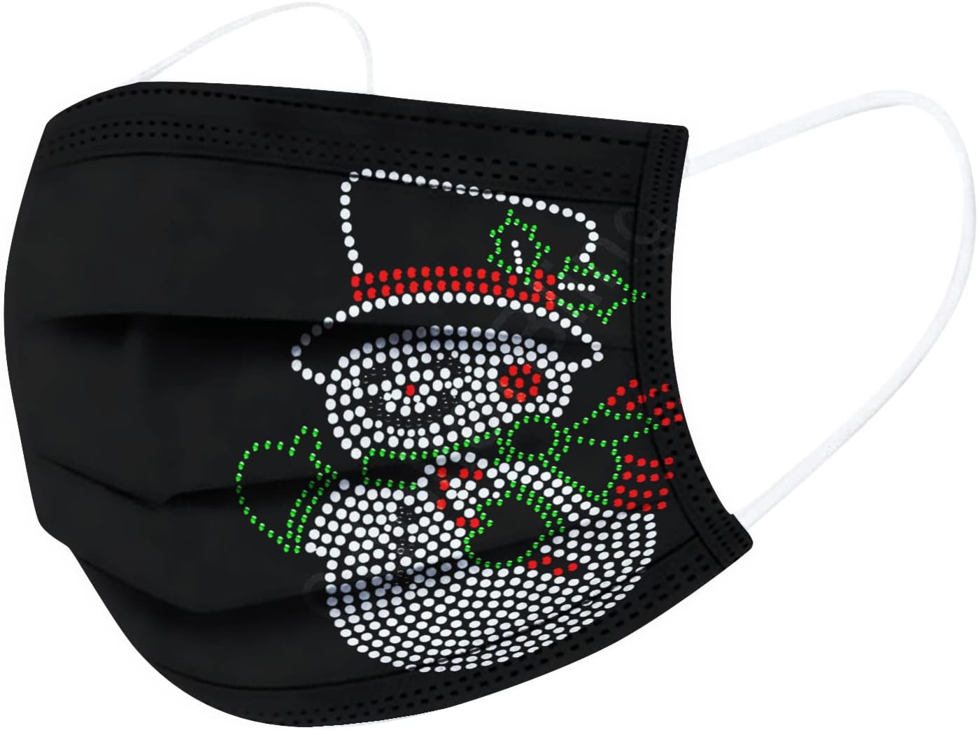 50 cubrebocas desechables de invierno para adultos, 3 capas con alambre para la nariz, diseño de copos de nieve, Papá Noel, renos