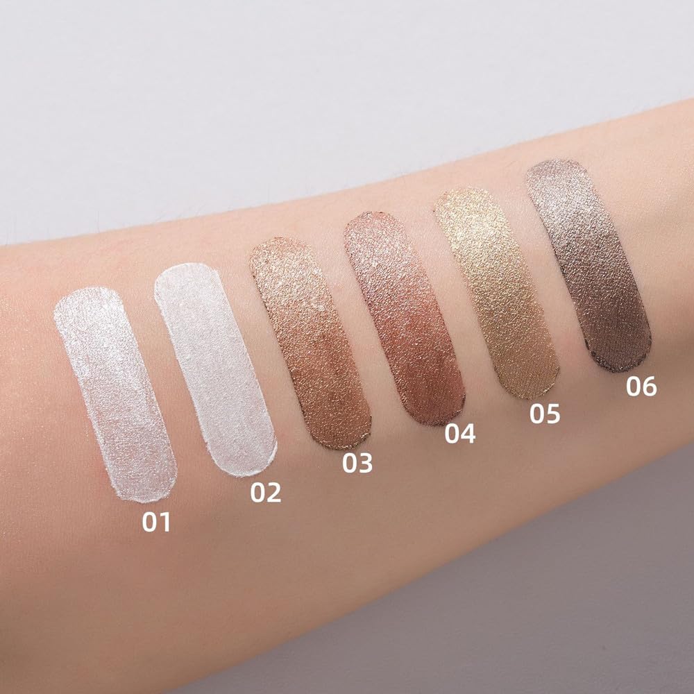 UOCK Sombra de ojos, 3 lápices de sombra de ojos en crema brillante, resistente al agua y de larga duración, barra de contorno de color metálico