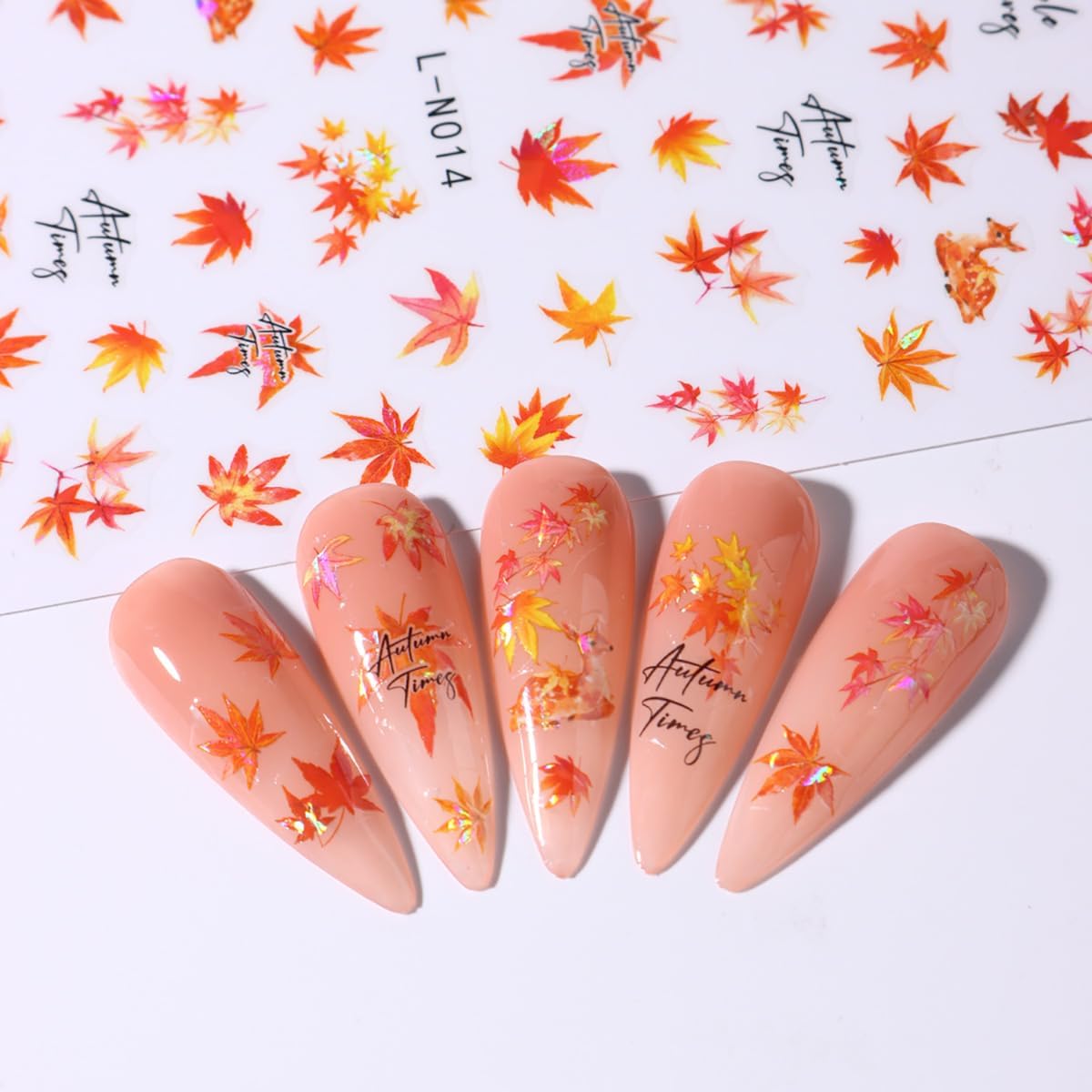 Calcomanías de arte de uñas de otoño, 6 hojas de arce, autoadhesivas, 3D, diseño de hojas de ginkgo, ardilla, calabaza, otoño, suministros de arte