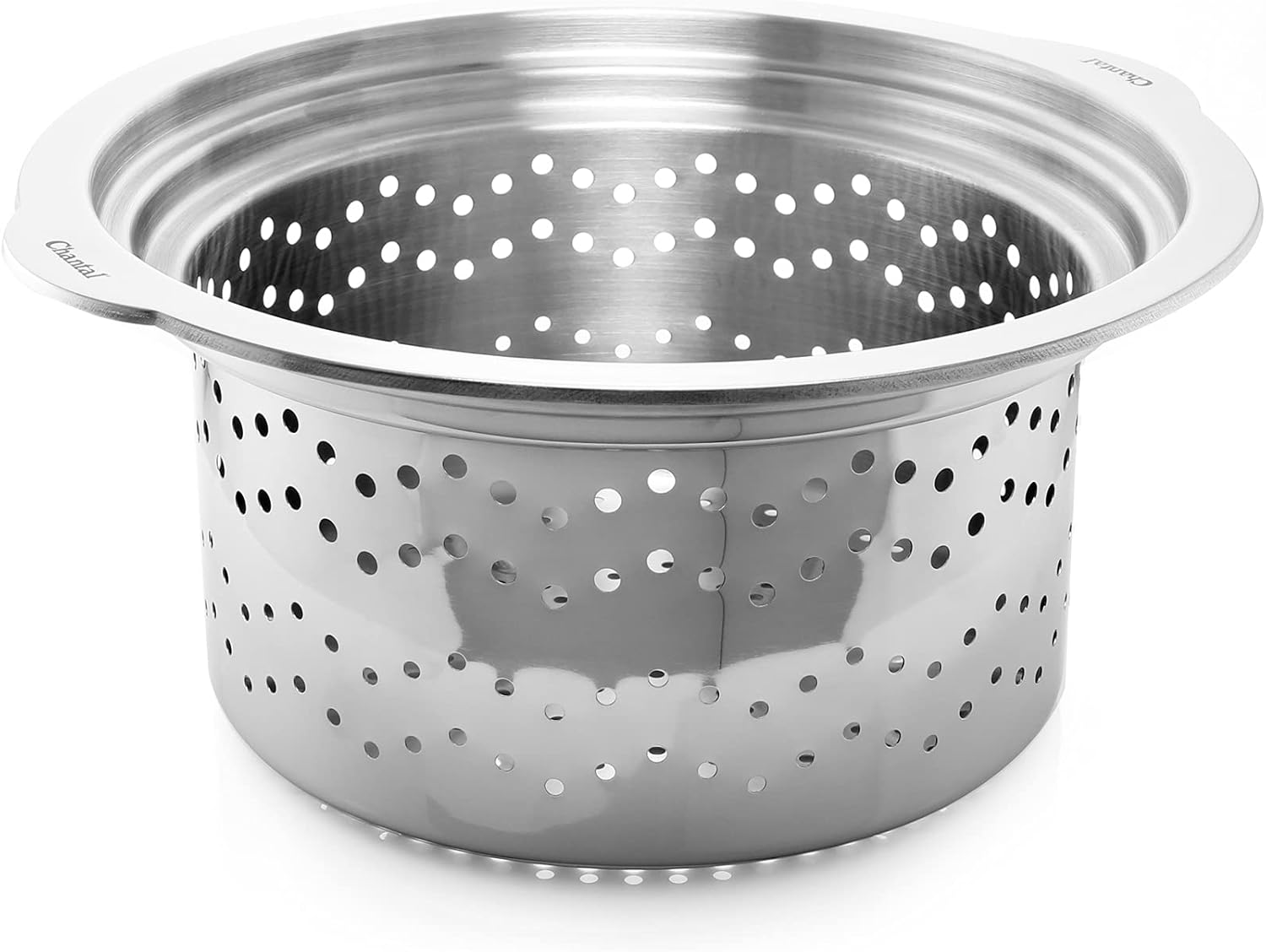 Chantal 3. Olla revestida de tres capas de 7 cuartos con inserto de vapor de pasta, acero inoxidable pulido, tapa de vidrio templado (SLT32-240SP)