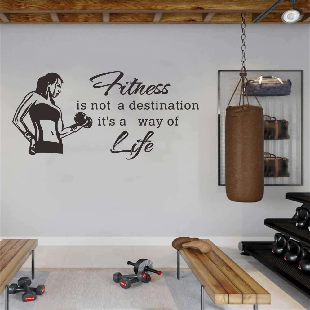 Calcomanía de pared de fitness, calcomanía de vinilo para levantamiento de pesas para mujer para gimnasio y decoración del hogar, diseño único