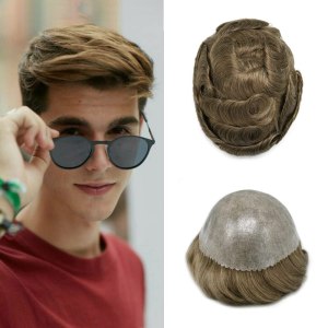 Sistema de cabello para hombres, Toupee, piezas de cabello humano para hombres, tupé de polietileno completo para hombres inyección de PU para Sistema de cabello para hombres, Toupee, piezas de cabello humano para hombres, tupé de polietileno completo para hombres inyección de PU para