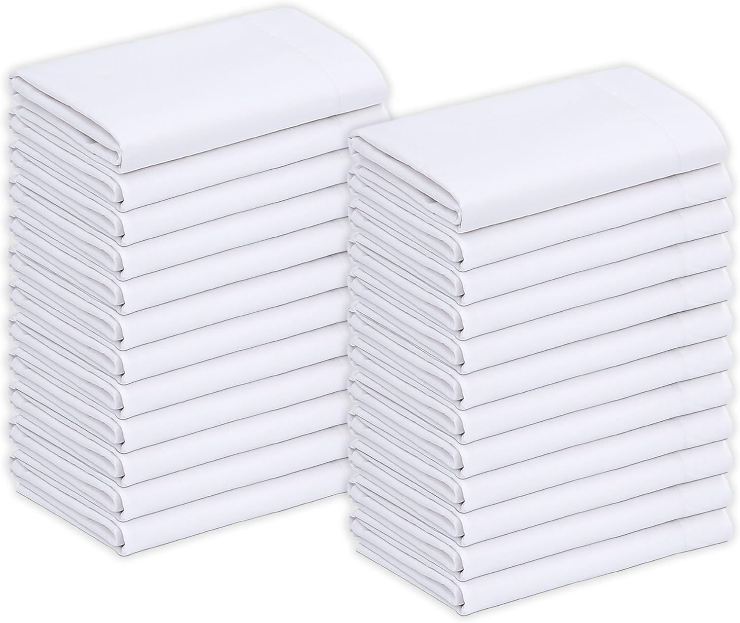 GOLD TEXTILES Paquete a granel de 100 fundas de almohada de polialgodón tamaño Queen, color blanco T200-21 x 36 pulgadas (se adapta a almohadas de