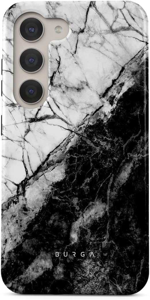 BURGA Funda para teléfono compatible con Samsung Galaxy S23 Plus  Carcasa rígida híbrida de 2 capas + funda protectora de silicona  Mármol blanco y