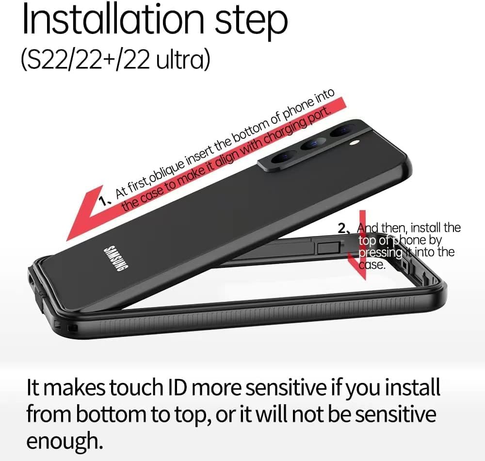 Ezanmull Funda impermeable para Samsung Galaxy S22 Ultra con protector de pantalla integrado, a prueba de polvo, a prueba de golpes, a prueba de