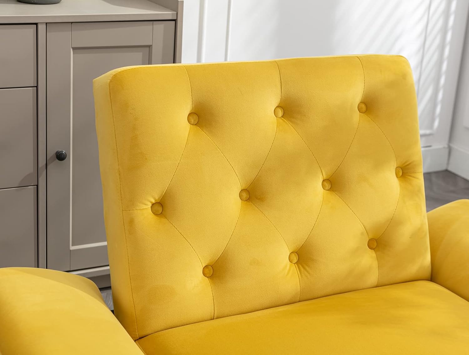 KINFFICT Sofá decorativo de terciopelo con otomana, cómodo sillón tapizado con reposabrazos y respaldo ajustables, sala de estar reclinable