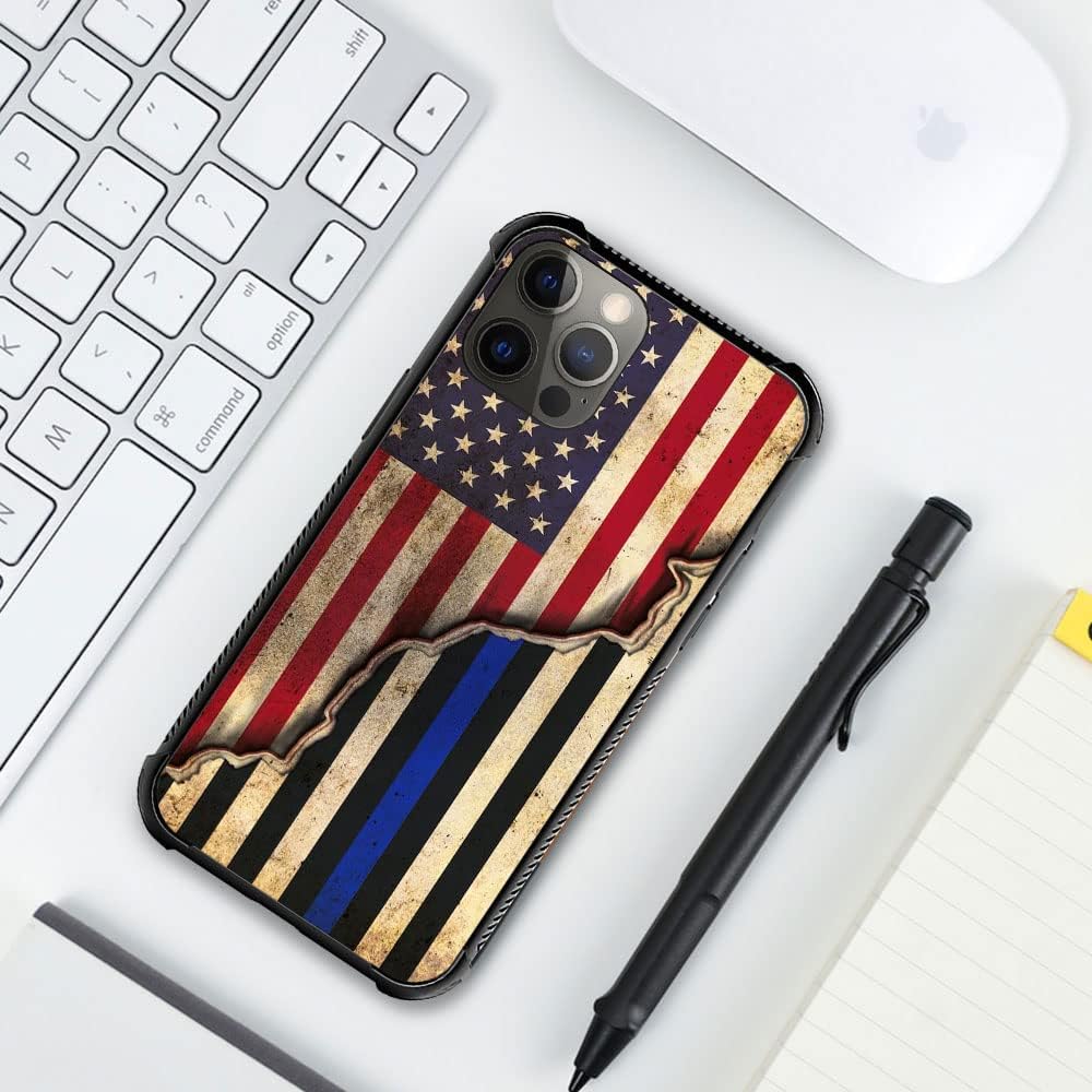 DAIZAG Funda compatible con iPhone 13 Pro Max, funda de poliuretano termoplástico con empalme rojo y azul de la bandera estadounidense para iPhone