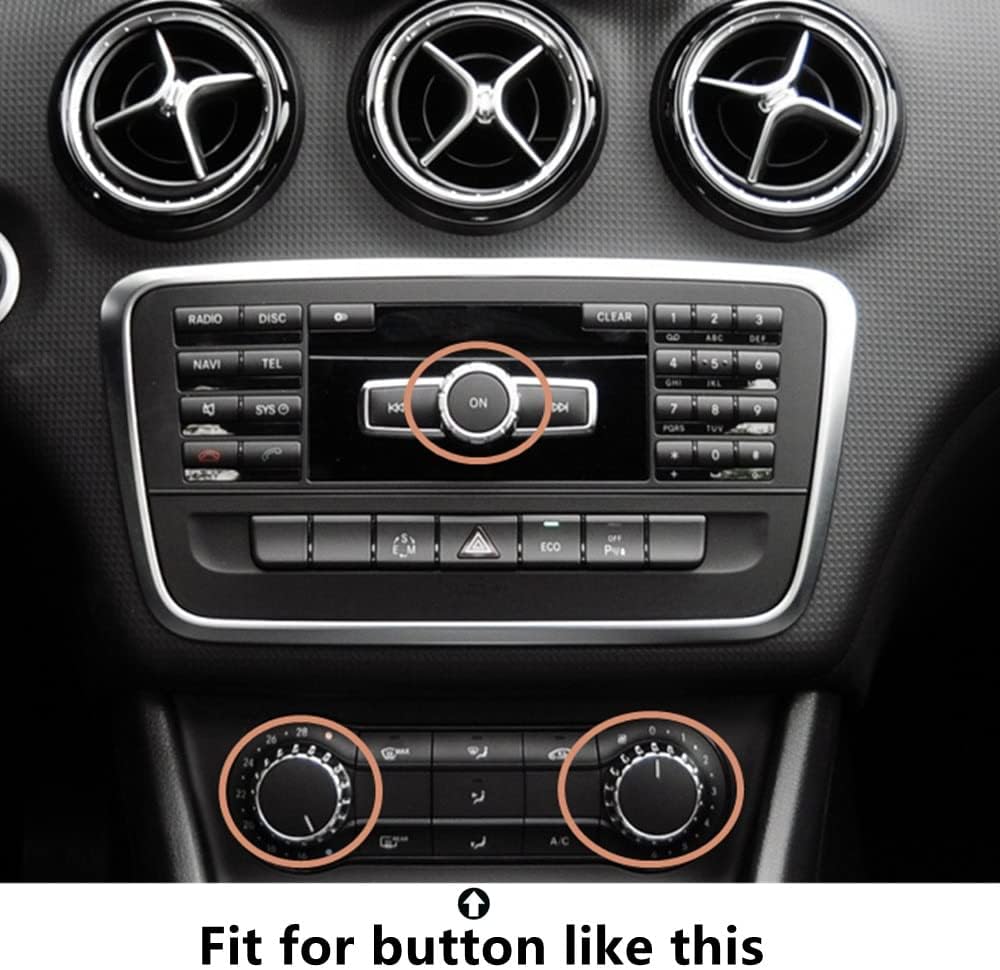 Etiqueta engomada de la cubierta del pomo del volumen del aire acondicionado del coche rojo compatible con Mercedes Benz A B C E GLK GLA CLA GLE ML