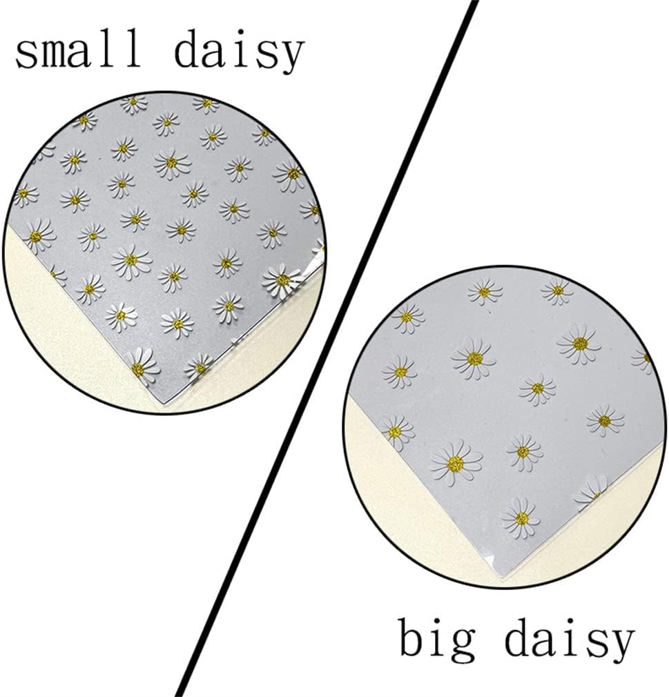 Rollo de piel sintética de PVC transparente de 12 x 53 pulgadas, diseño de margaritas, impermeable, para manualidades, bolsas de cosméticos, bolsas
