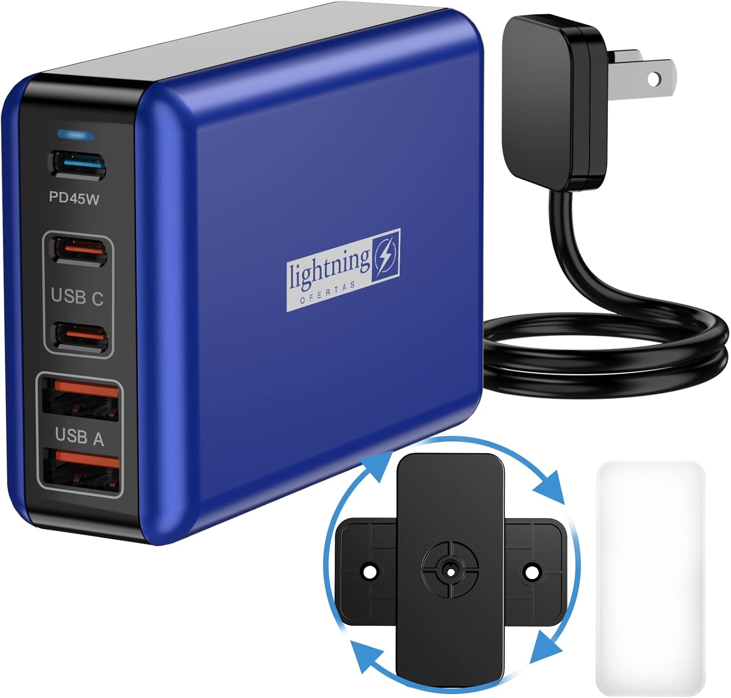 Cargador USB C de 100 W, concentrador de carga USB de torre de 5 puertos, cargador rápido para iPhone, iPad, MacBook, carga súper rápida para