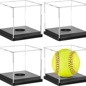 Paquete de 4 vitrinas de softbol Arcylic Soporte de Softbol Soporte UV Transparente para Campeonato Exhibición de Memorabilia y Caja de Paquete de 4 vitrinas de softbol Arcylic Soporte de Softbol Soporte UV Transparente para Campeonato Exhibición de Memorabilia y Caja de