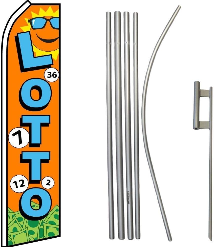 Premium Lotto OrangeSwooper Flag & 16ft Flagpole KitGround